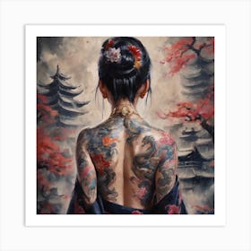 Asian Woman With Tattoos 1 Art Print