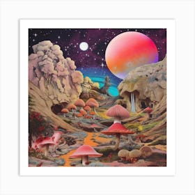 Mushroom Moonscape 1 Square Art Print
