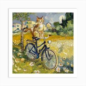 Cat On A Bicycle Art Print