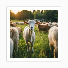 Goats On A Farm 1 Art Print