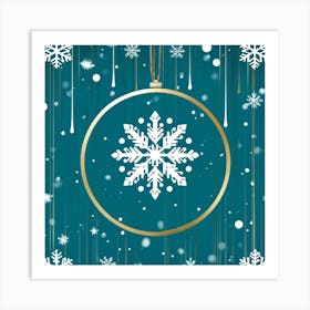 Abstract Illustration Of A Glistening Snowflake Ornament White With Hints Of Silver And Gold Suspe Art Print