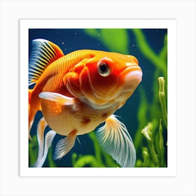 Goldfish Swimming In The Water Art Print