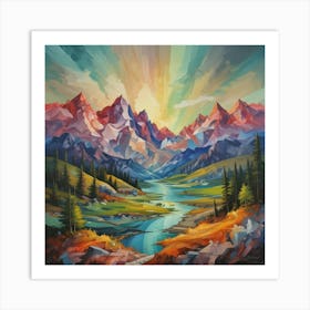 Sunrise In The Mountains 31 Art Print