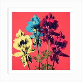 Andy Warhol Style Pop Art Flowers Aconitum 1 Square Art Print