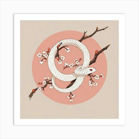 Snake In Cherry Blossoms 1 Art Print