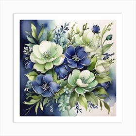 Blue Flowers 3 Art Print