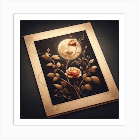 Moon And Roses Art Print