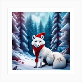 Christmas Fox Art Print