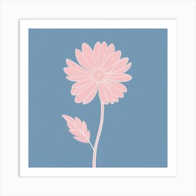 A White And Pink Flower In Minimalist Style Square Composition 38 Art Print