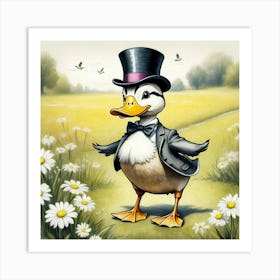 Duck In Top Hat 2 Art Print