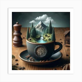 Mountain In A Coffee Cup Art Print