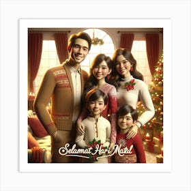 Family Christmas Portrait 1 Art Print