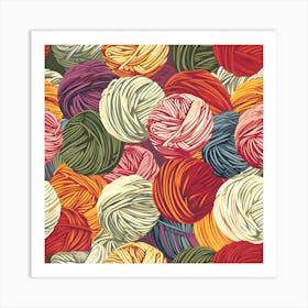 Seamless Pattern Of Yarn Balls Art Print