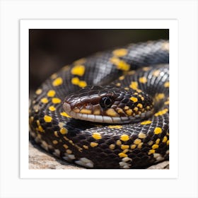 King Snake Black Art Print