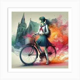 Girl On A Bike 1 Art Print