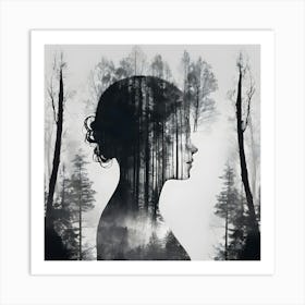 Portrait Of A Woman In The Forest Art Print