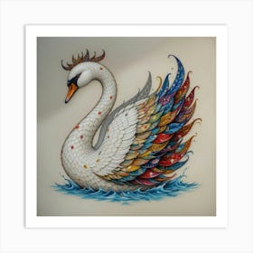 Colorful Swan 1 Art Print