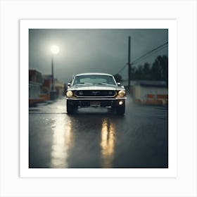 Ford Mustang At Night Art Print