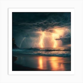 Lightning Over The Ocean 3 1 Art Print