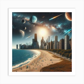 Chicago Cityscape - Futuristic Art Art Print