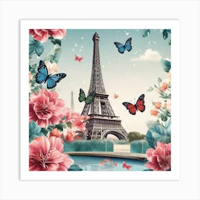 Paris With Butterflies 164 Art Print