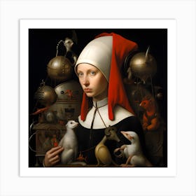 Woman With A Mouse Art Print