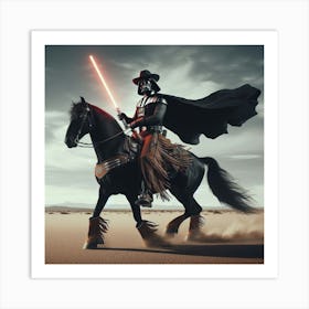 Darth Vader Cowboy Riding A Horse Star Wars Art Print Art Print