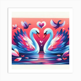 Pair of swan with love 3 Art Print