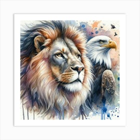 Lion And Eagle 2 Art Print