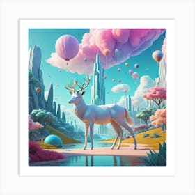 Deer In The Sky Art Print