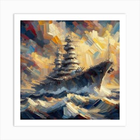 Battleship In The Ocean Art Print