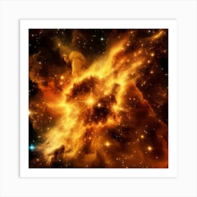 Golden Nebula In Space Art Print