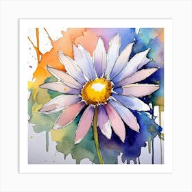 Daisy Watercolor Painting Art Print