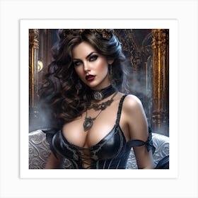 Steampunk Beauty in Lingerie Art Print