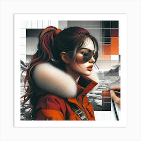 Girl In Red Jacket Art Print