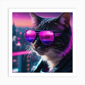 Cat In Sunglasses Art Print