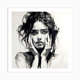 Depressed Woman Art Sketch By Csaba Fikker 10011 Art Print