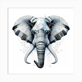 Elephant Head - Abstract Line Art Illustration 220 Art Print