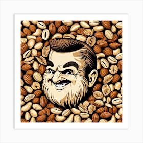 Portrait Of A Man Surrounded By Nuts 1 Art Print