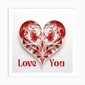 Valentine Red Heart Paper Art Art Print