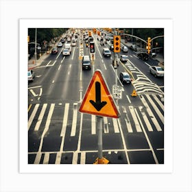 Amber Traffic Light Caution Warning Intersection Road Street Prepare Slow Stop Change Tr (1) Art Print