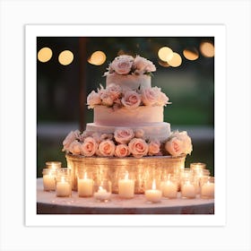 Wedding Cake With Candles Art Print