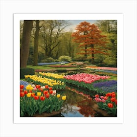 Tulips In The Garden 19 Art Print