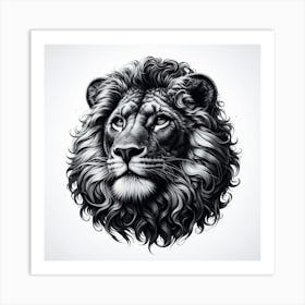 Lion Head Tattoo 2 Art Print