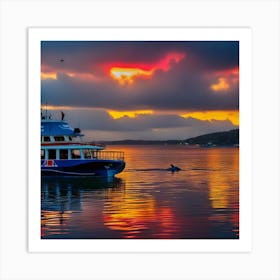 Sunset On A Boat 13 Art Print