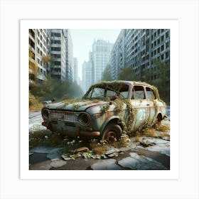 Abandoned Car In The City Art Print