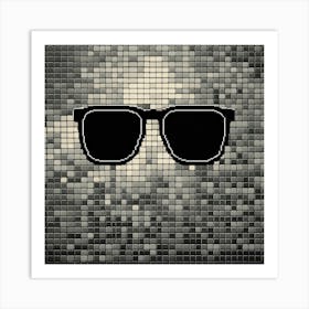 Pixel Art Of Black Sunglass From The Front With Bl (3) Art Print