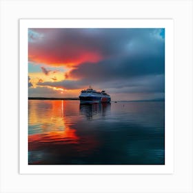Sunset On A Ferry 1 Art Print
