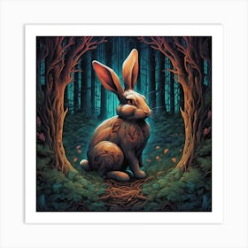 Rabbit In The Forest 28 Art Print