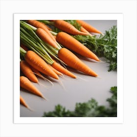 Carrots On A Gray Background Art Print